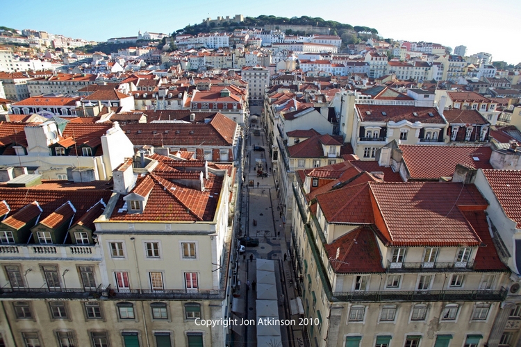 View of Lisbon from Santa Justa Elevator, Portugal.